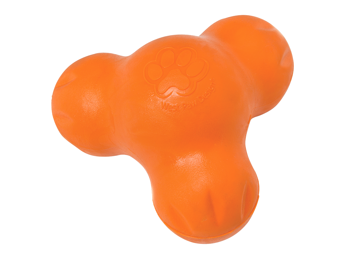 West Paw Tux® Puzzle Treat-Dispensing Slow Feeder Dog Toy Small orange